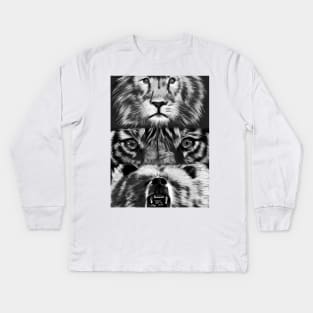 Lions, Tigers, and Bears Inktober Day 16 "Wild" Kids Long Sleeve T-Shirt